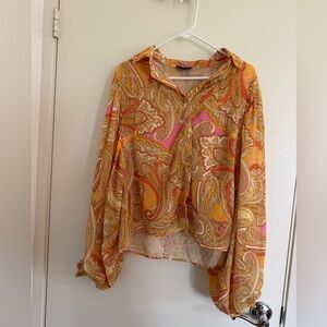 Vici Orange and Pink Paisley Blouse
